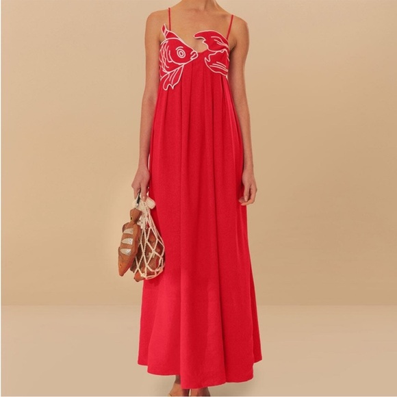 Farm Rio Red Fish FARM Rio | Dresses | Farm Rio Red Koi Fish Dress Size L Large | Poshmark